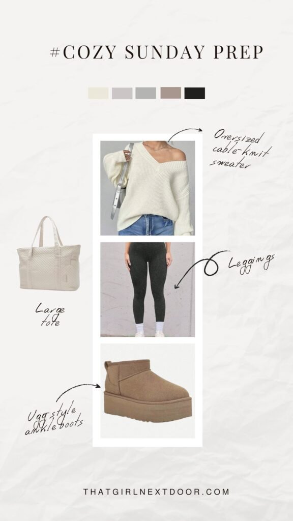Day 7 – oversized cable-knit sweater, leggings and ankle boots – back to school outfits 2025